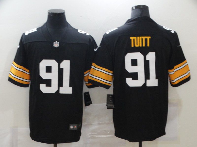 Men Pittsburgh Steelers #91 Tuitt Black Nike Limited Vapor Untouchable NFL Jerseys
